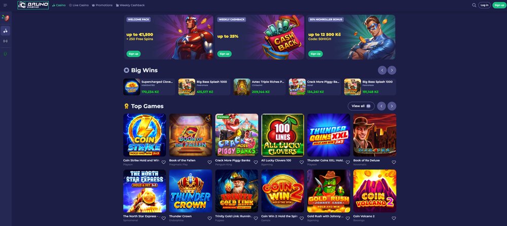 Bruno casino homepage